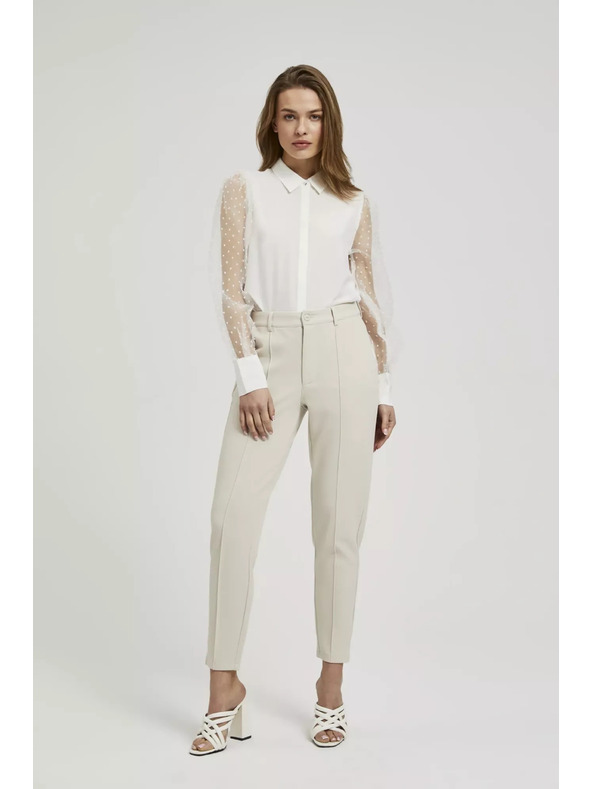 Moodo Bela srajca s prosojnimi rokavi