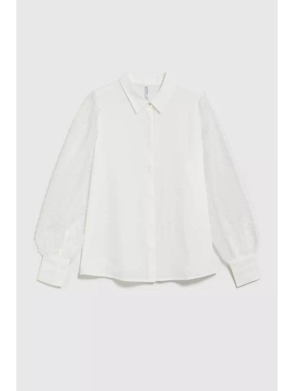 Moodo Bela srajca s prosojnimi rokavi