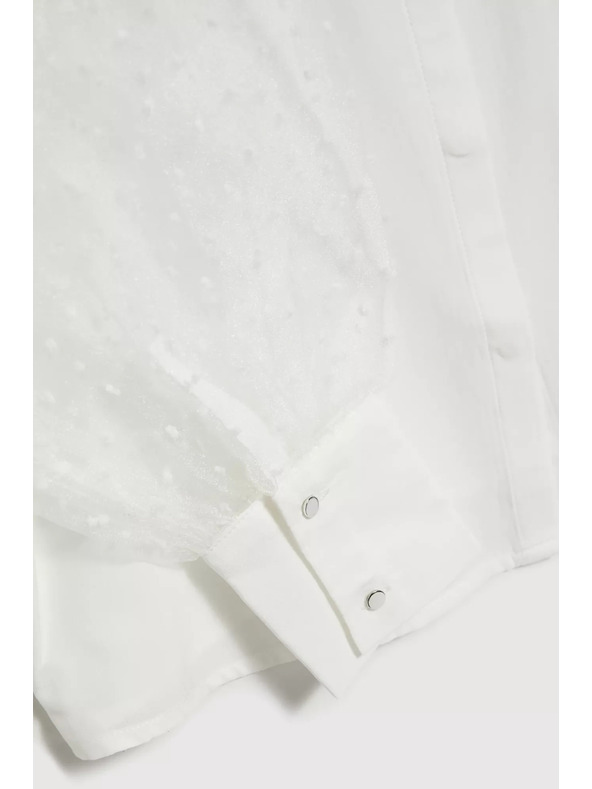 Moodo Bela srajca s prosojnimi rokavi