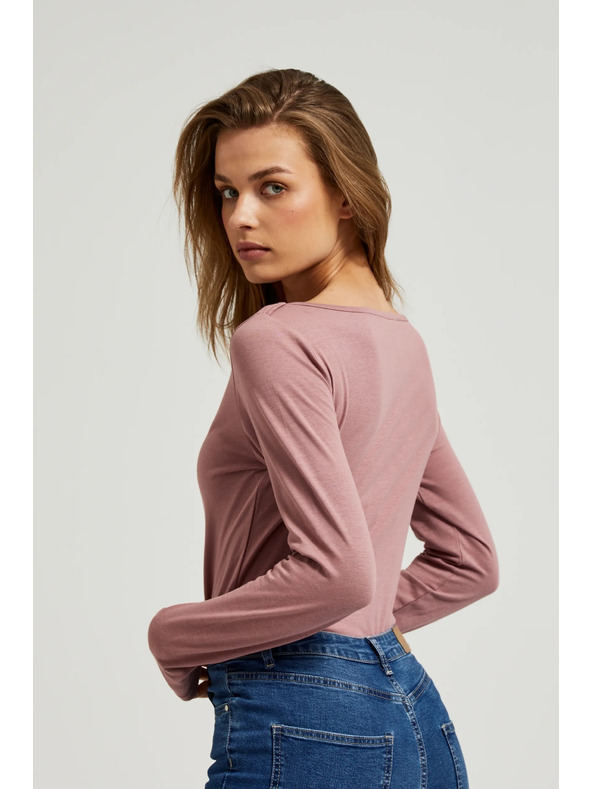 Moodo Dusty roza ženska majica z dolgimi rokavi