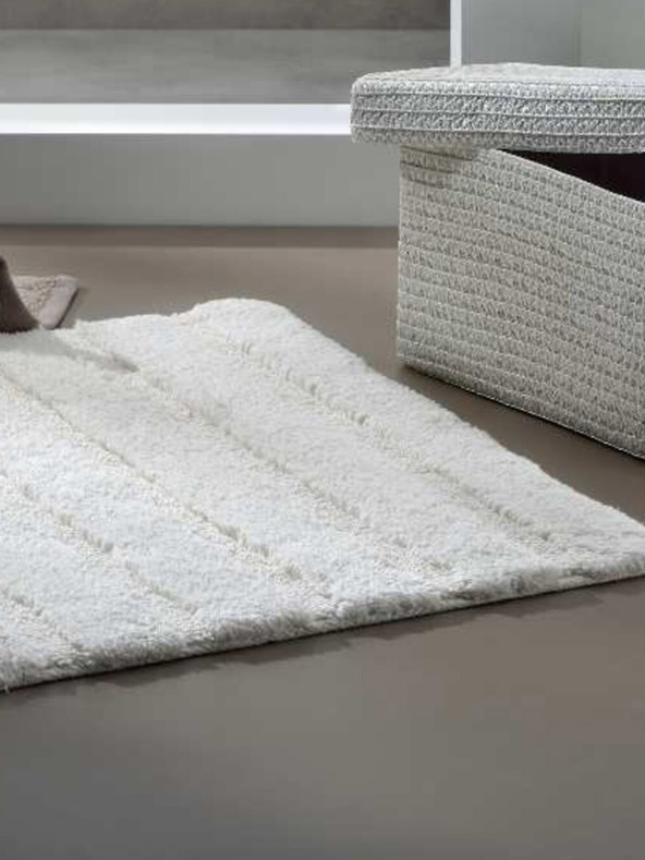 Kela Kopalniška preproga Megan 100 x 60 cm bombaž sivo-bela KELA