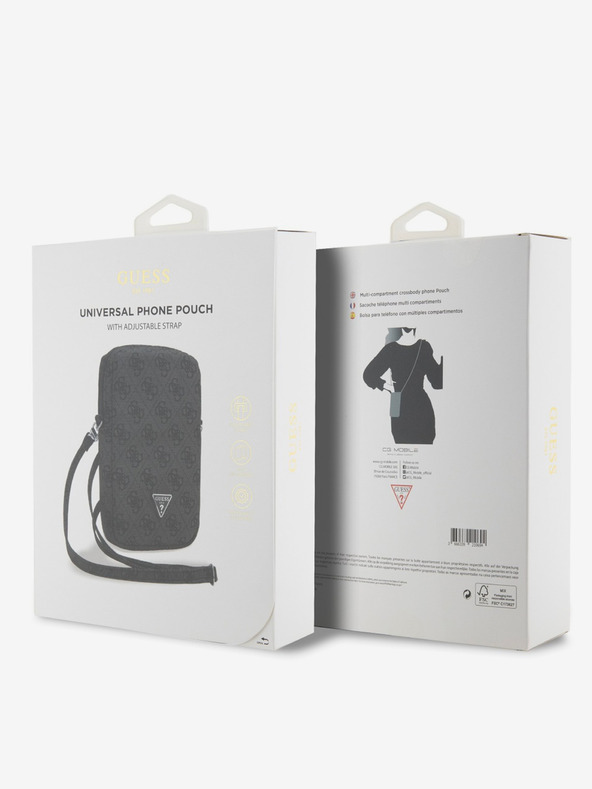 Guess Guess PU 4G Triangle Logo Torbica za telefon z zadrgo Black