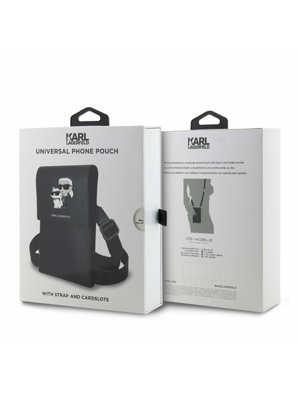 Karl Lagerfeld Karl Lagerfeld Saffiano Metal Logo NFT Torbica za telefon Black