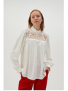 Moodo Bela ženska bluza z čipko