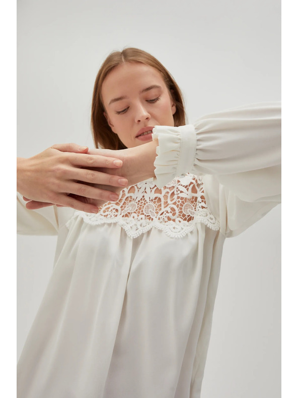 Moodo Bela ženska bluza z čipko