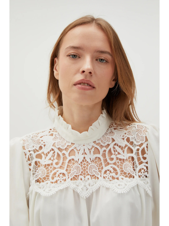 Moodo Bela ženska bluza z čipko