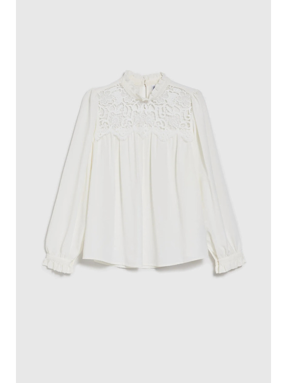 Moodo Bela ženska bluza z čipko