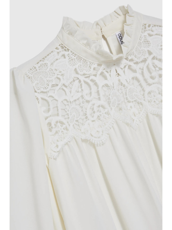 Moodo Bela ženska bluza z čipko