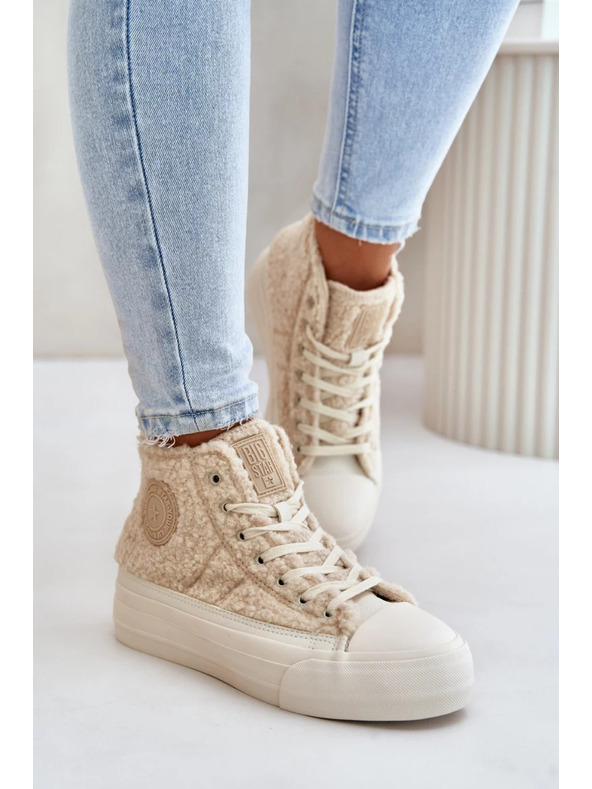 BIG STAR SHOES Toplo podložene ženske superge z volnenim krznom Big Star bež