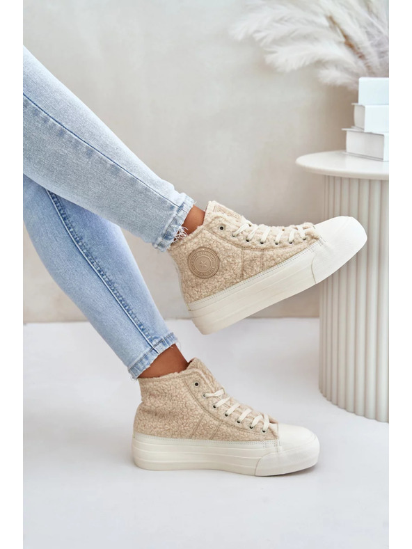 BIG STAR SHOES Toplo podložene ženske superge z volnenim krznom Big Star bež