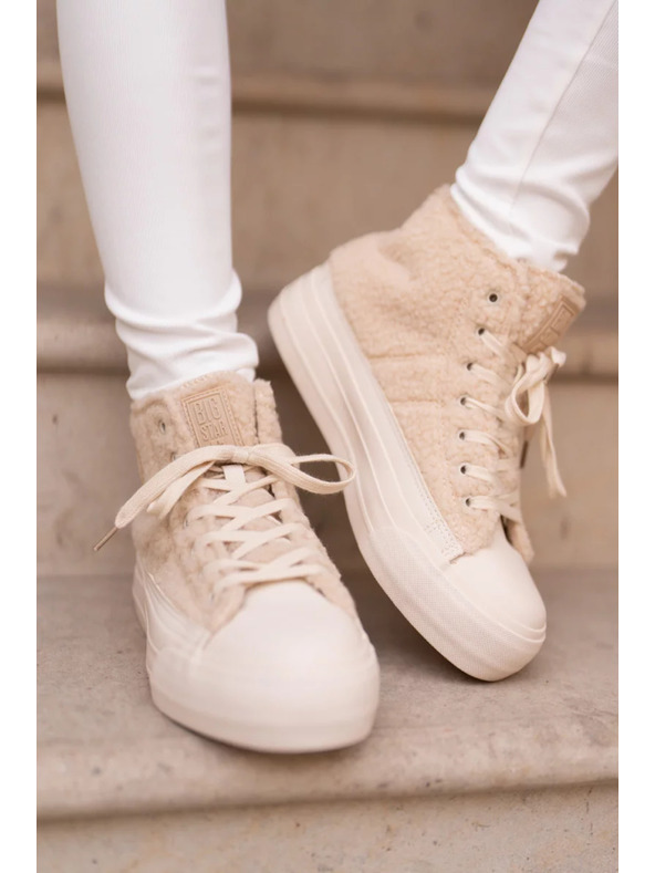 BIG STAR SHOES Toplo podložene ženske superge z volnenim krznom Big Star bež