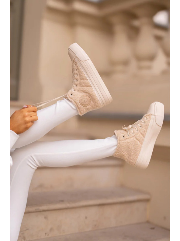 BIG STAR SHOES Toplo podložene ženske superge z volnenim krznom Big Star bež