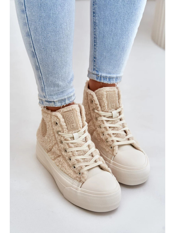 BIG STAR SHOES Toplo podložene ženske superge z volnenim krznom Big Star bež