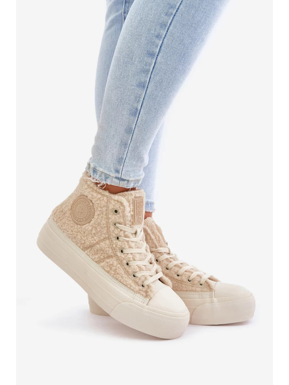 BIG STAR SHOES Toplo podložene ženske superge z volnenim krznom Big Star bež