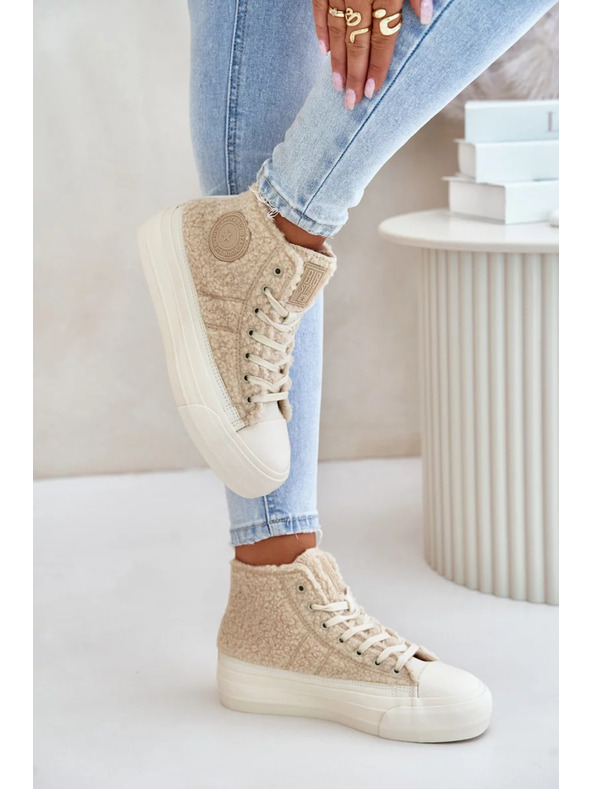 BIG STAR SHOES Toplo podložene ženske superge z volnenim krznom Big Star bež