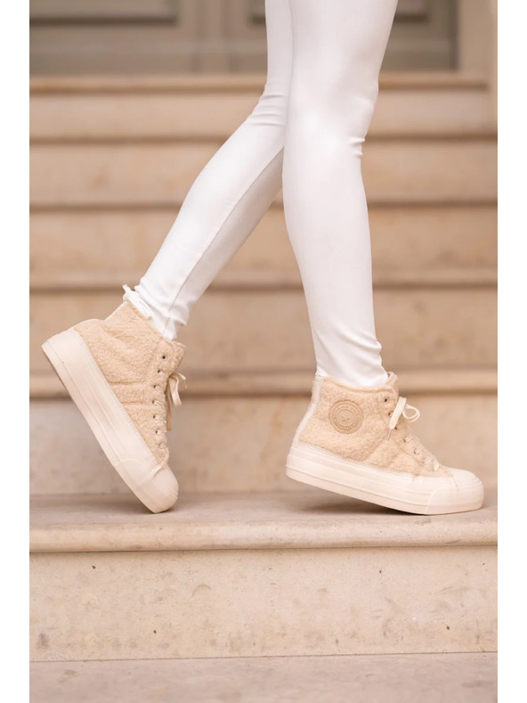 BIG STAR SHOES Toplo podložene ženske superge z volnenim krznom Big Star bež