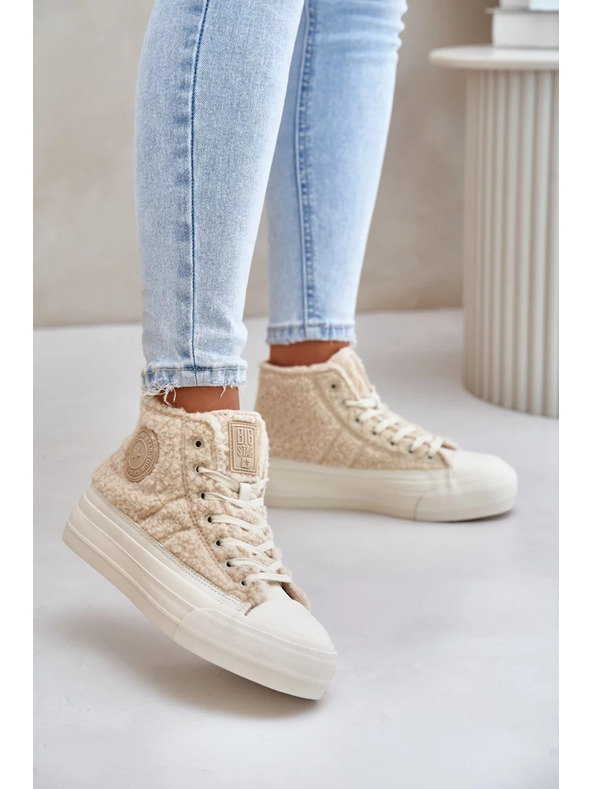BIG STAR SHOES Toplo podložene ženske superge z volnenim krznom Big Star bež