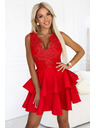numoco Rdeče koktajl obleke CHARLOTTE s čipkastim izrezom