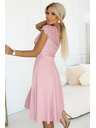 numoco Svetlo rožnate šifon obleke z čipkastim izrezom