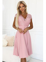numoco Svetlo rožnate šifon obleke z čipkastim izrezom