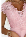 numoco Svetlo rožnate šifon obleke z čipkastim izrezom