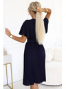 numoco Nagubane midi obleke z zavihkom in širokim pasom