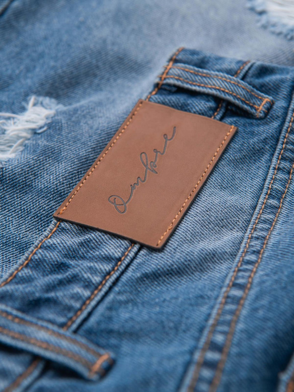 Ombre Clothing Moške jeans kratke hlače z luknjami in raztrganinami - modre