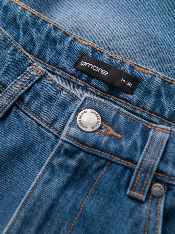 Ombre Clothing Moške jeans kratke hlače z luknjami in raztrganinami - modre