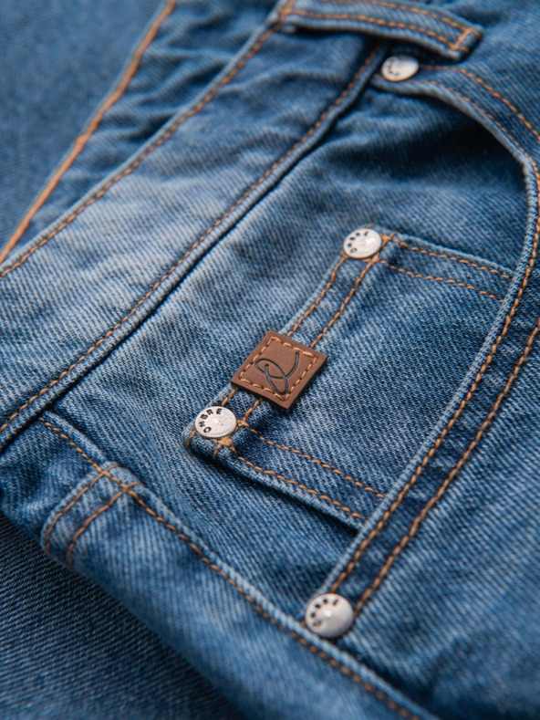 Ombre Clothing Moške jeans kratke hlače z luknjami in raztrganinami - modre