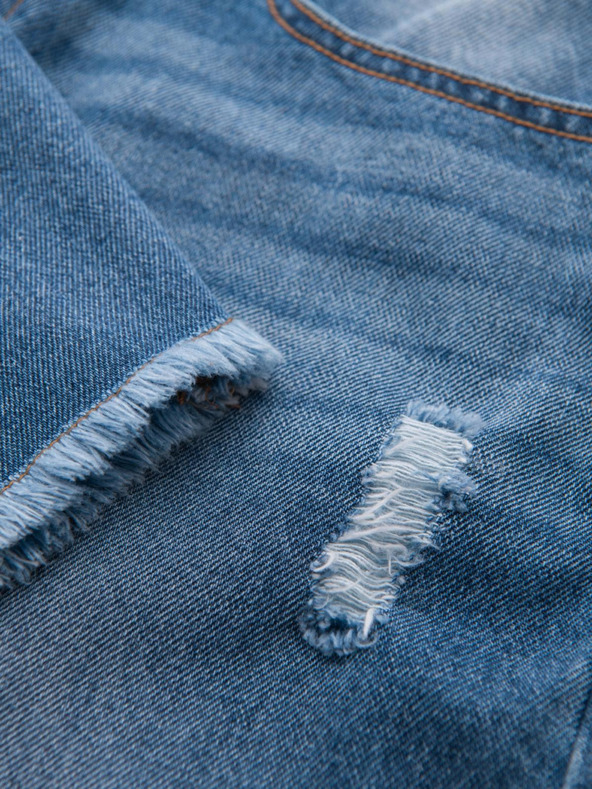 Ombre Clothing Moške jeans kratke hlače z luknjami in raztrganinami - modre