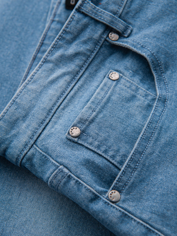 Ombre Clothing Moške jeans kratke hlače z zavihano hlačnico - modre