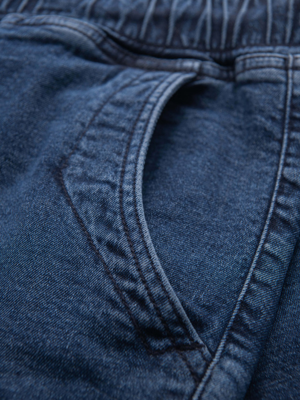 Ombre Clothing Moške jeans kratke hlače z zavihano hlačnico - temno modre