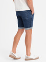 Ombre Clothing Moške jeans kratke hlače z zavihano hlačnico - temno modre