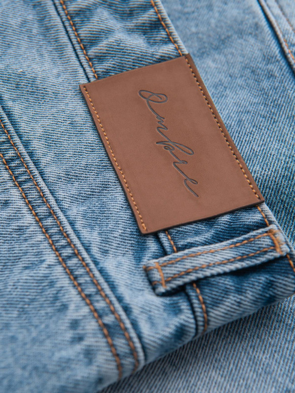 Ombre Clothing Moške kratke jeans kratke hlače z luknjami in raztrganinami - svetlo modre