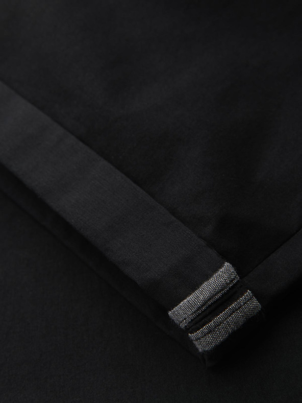 Ombre Clothing Moške klasične chino kratke hlače z zavihano hlačnico - črne