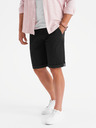 Ombre Clothing Moške klasične chino kratke hlače z zavihano hlačnico - črne