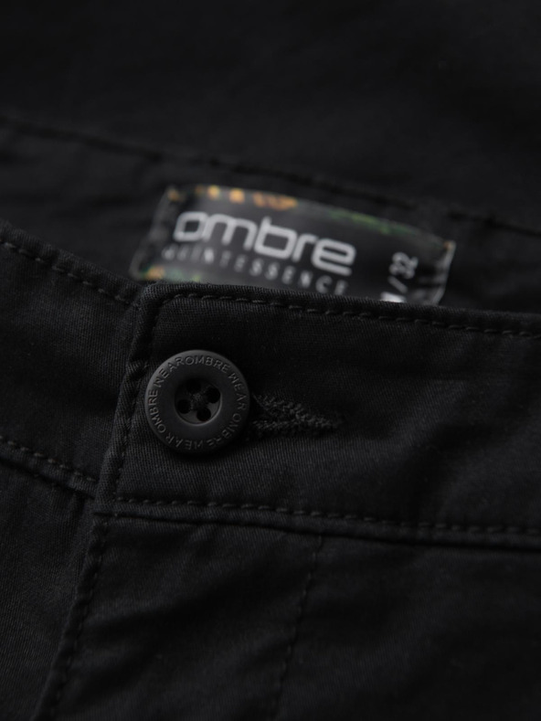 Ombre Clothing Moške klasične chino kratke hlače z zavihano hlačnico - črne