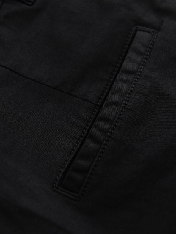 Ombre Clothing Moške klasične chino kratke hlače z zavihano hlačnico - črne