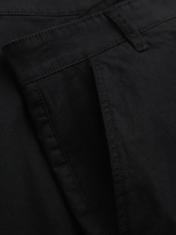 Ombre Clothing Moške klasične chino kratke hlače z zavihano hlačnico - črne