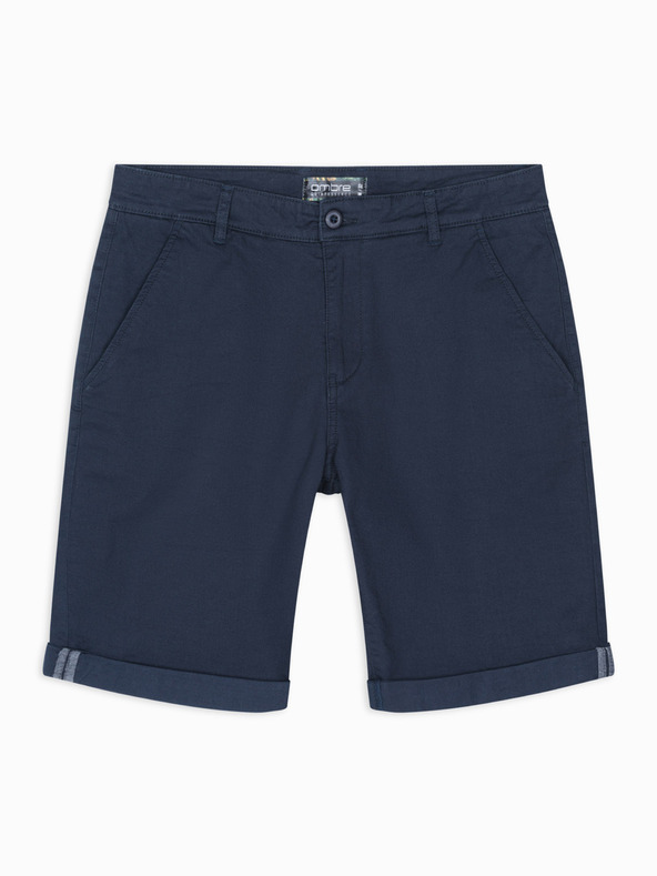 Ombre Clothing Moške klasične chino kratke hlače z zavihano hlačnico - temno modre