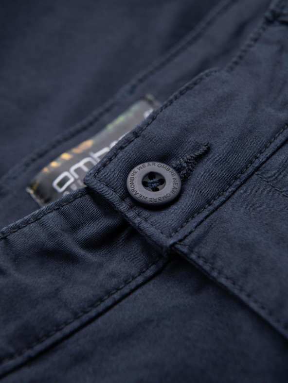 Ombre Clothing Moške klasične chino kratke hlače z zavihano hlačnico - temno modre
