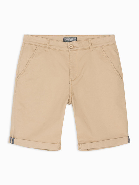 Ombre Clothing Moške klasične chino kratke hlače z zavihano hlačnico - bež