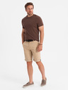Ombre Clothing Moške klasične chino kratke hlače z zavihano hlačnico - bež