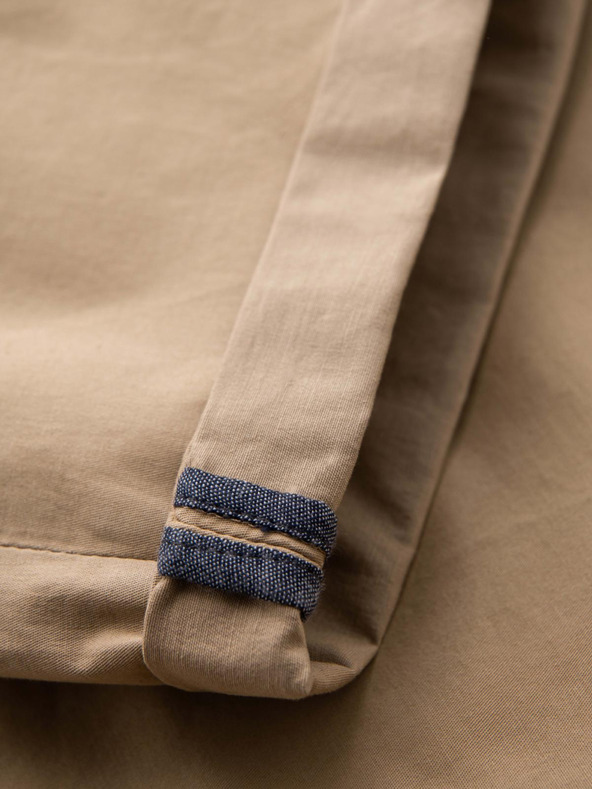 Ombre Clothing Moške klasične chino kratke hlače z zavihano hlačnico - bež