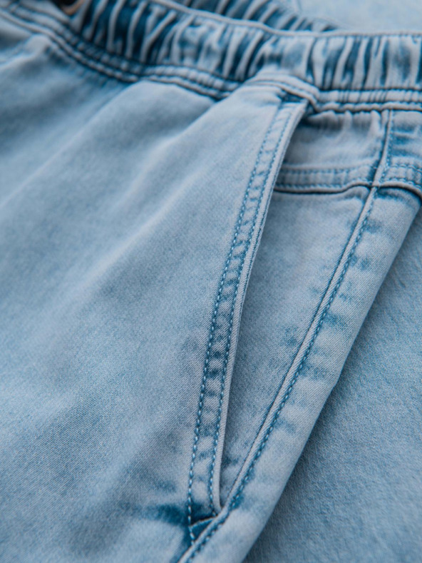 Ombre Clothing Moške kratke jeans hlače z okrasnim šivom - svetlo modre