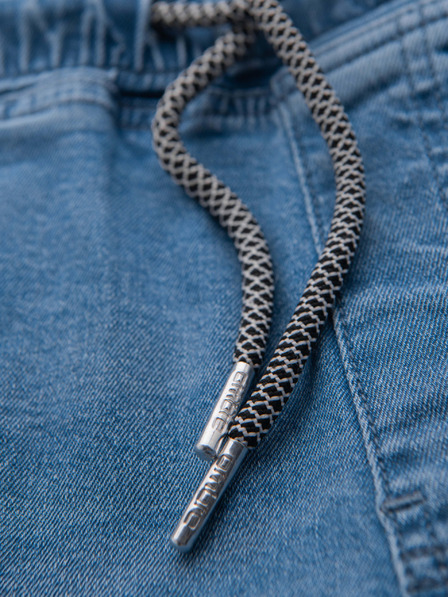Ombre Clothing Moške jeans kratke hlače z zavihano hlačnico - svetlo modre