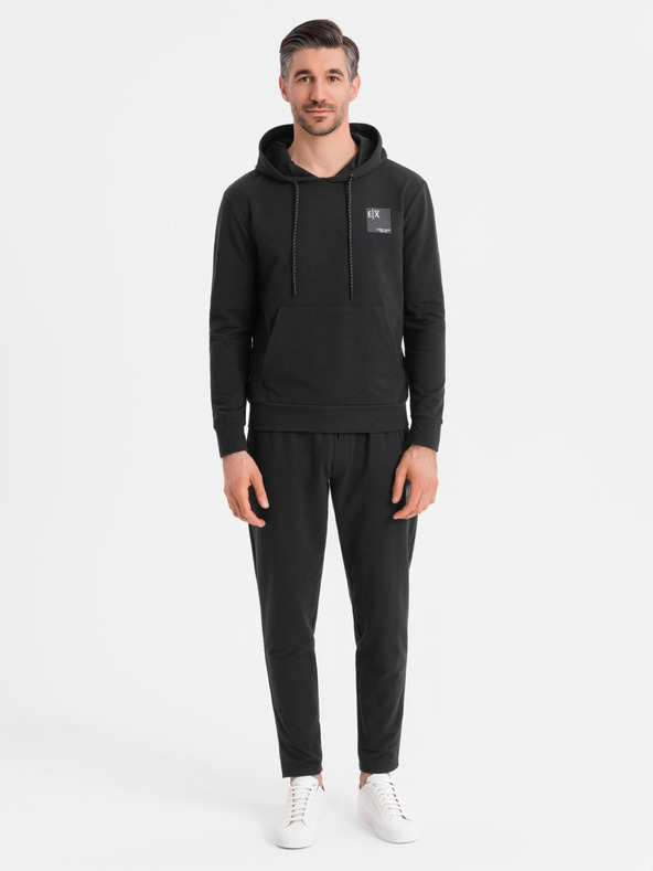Ombre Clothing Moška jopica s kapuco + trenirka - črna