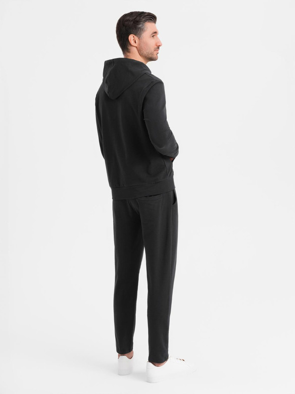 Ombre Clothing Moška jopica s kapuco + trenirka - črna