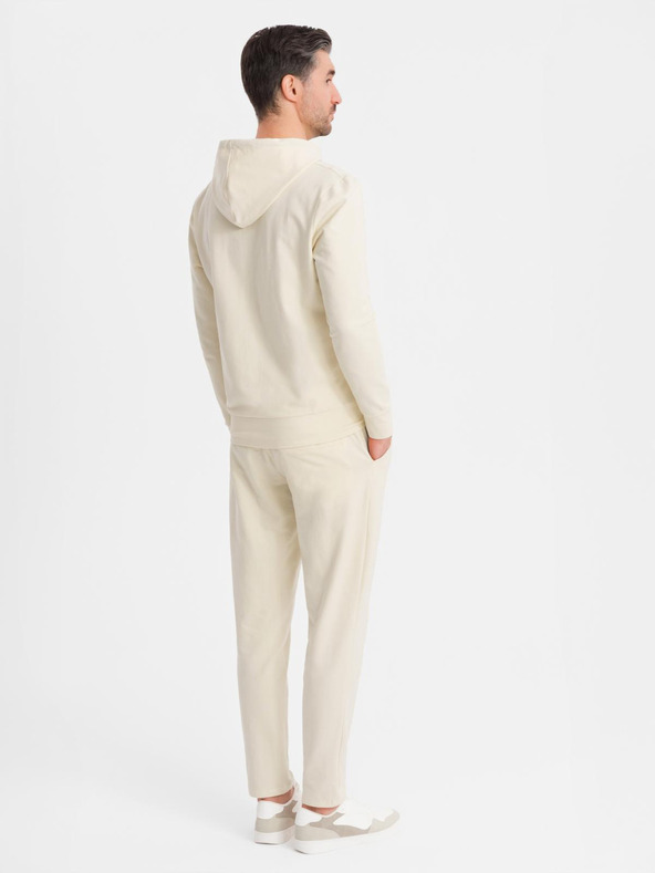Ombre Clothing Moška jopica s kapuco + trenirka - kremna