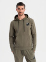 Ombre Clothing Moška jopica s kapuco + trenirka - olivna